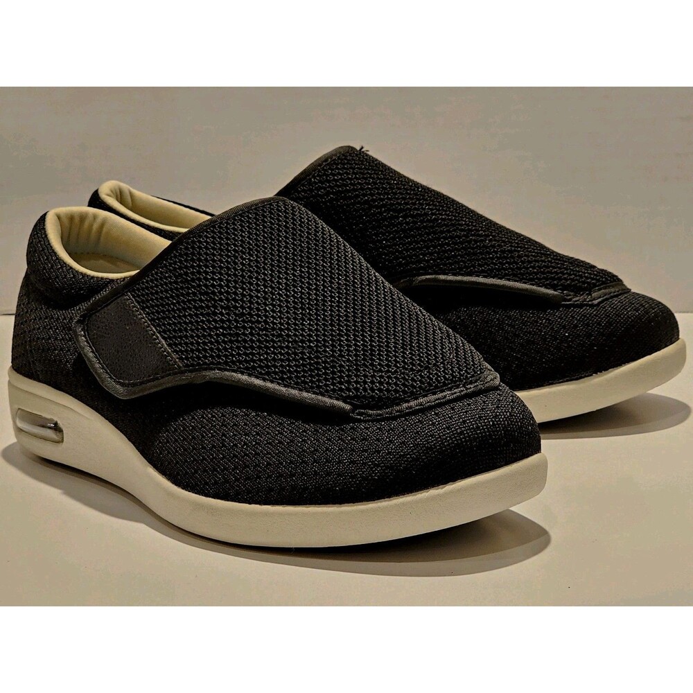Youyun Unisex Diabetic Walking Shoes Grip Strap Black Women’s 10.5 / Men’s 10